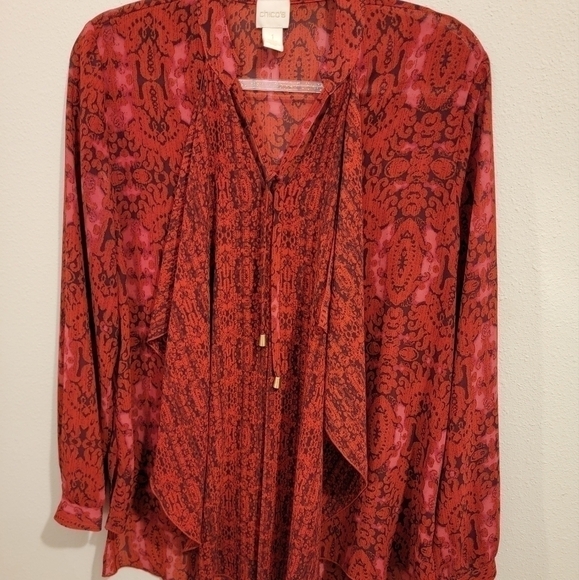 Chicos‎ Size 1 Red Boho Blouse - Picture 2 of 7